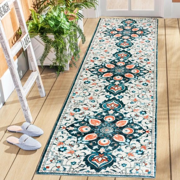 SARAG 2x8 Runner Rug for Hallways Non Skid Washable Kitchen Runner Green Vintage - Picture 7 of 14